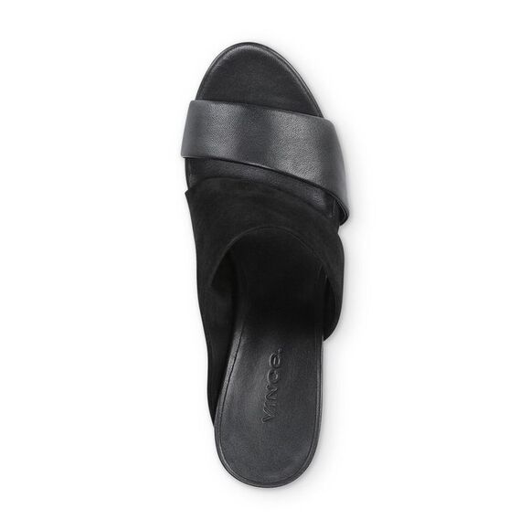 VINCE. Womens Black Hiro Open Slip On Leather Heeled Mules Shoes 6.5 M - Picture 4 of 4